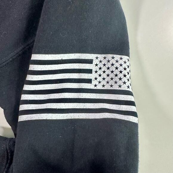 Grunt Style Men's Medium Black Pullover Hoodie American Flag Patriot Sweatshirt - Picture 6 of 8
